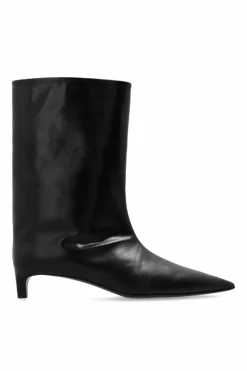 JIL SANDER CZARNY Skórzane botki