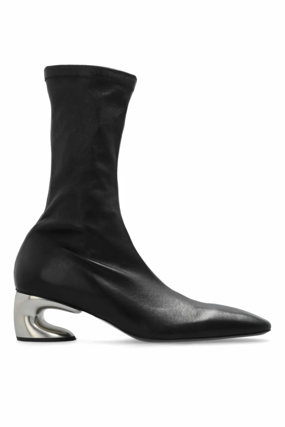 JIL SANDER CZARNY Skórzane botki