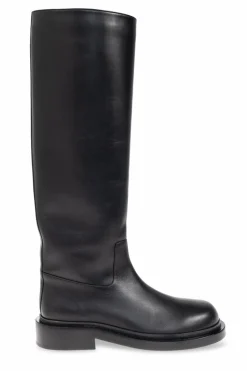 JIL SANDER CZARNY Skórzane kozaki