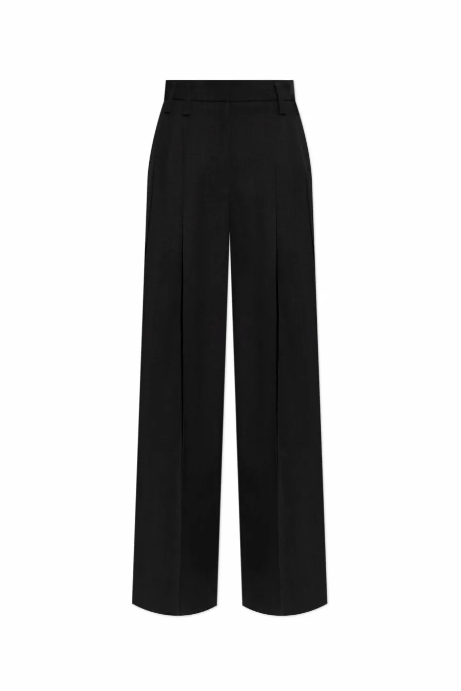 JIL SANDER CZARNY Spodnie w kant z zaszewkami