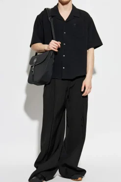 JIL SANDER CZARNY Spodnie w kant z zaszewkami