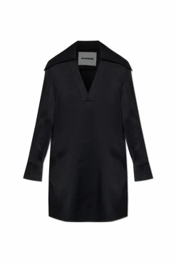 JIL SANDER CZARNY Sukienka z kołnierzem