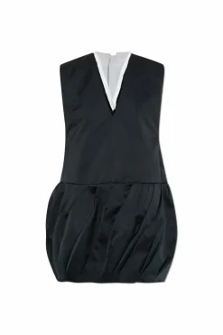 JIL SANDER CZARNY Sukienka z dekoltem w serek