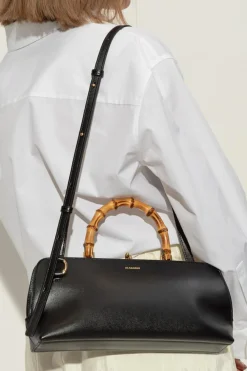 JIL SANDER CZARNY Torba do ręki `Goji Bambo Small`