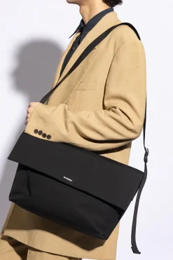 JIL SANDER+ CZARNY Torba na ramię z logo