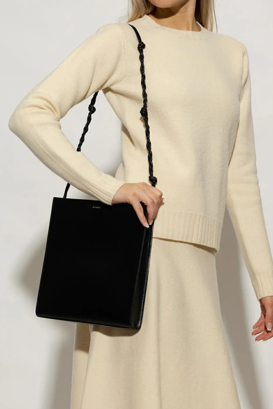 JIL SANDER CZARNY Torba na ramię ‘Tangle Medium’