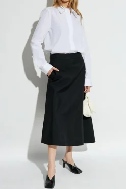 JIL SANDER CZARNY Trapezowa spódnica