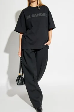 JIL SANDER CZARNY T-shirt z logo