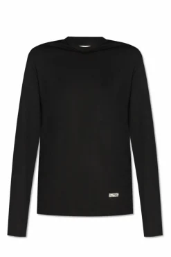 JIL SANDER CZARNY T-shirt z długim rękawem