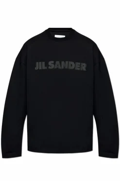 JIL SANDER CZARNY T-shirt z logo