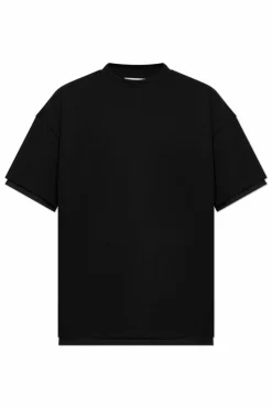 JIL SANDER CZARNY T-shirt z nadrukiem