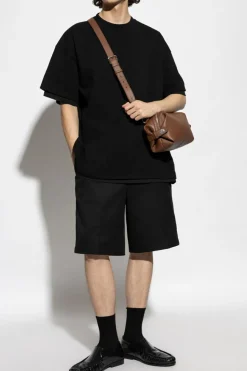 JIL SANDER CZARNY T-shirt z nadrukiem