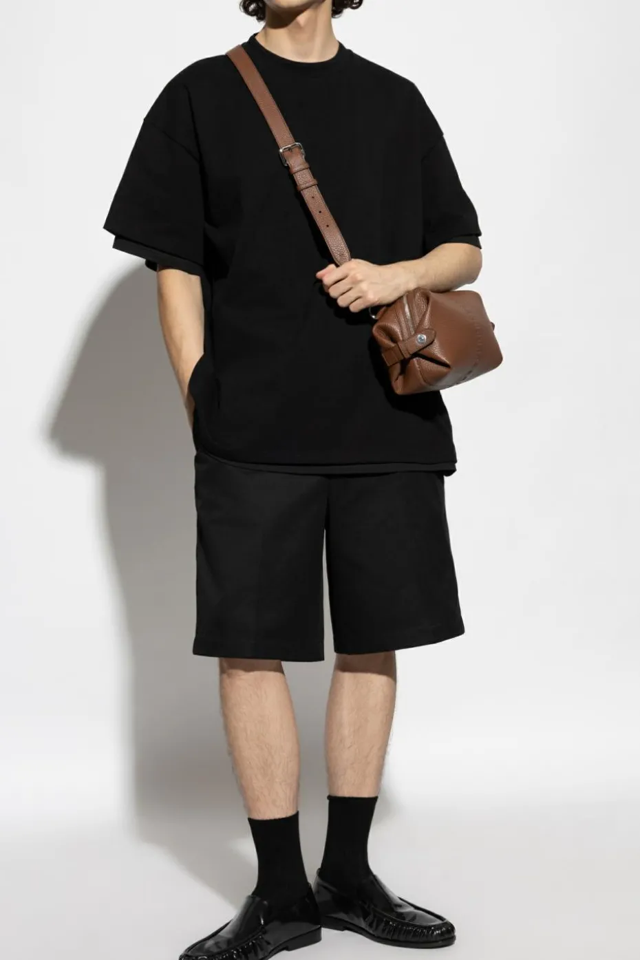 JIL SANDER CZARNY T-shirt z nadrukiem