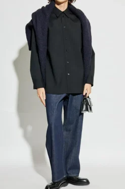 JIL SANDER CZARNY Wełniana koszula