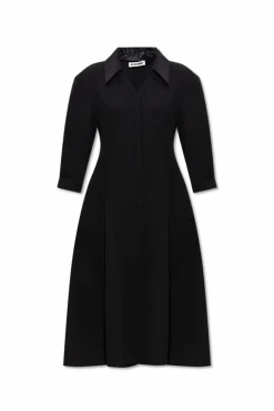 JIL SANDER CZARNY Wełniana sukienka