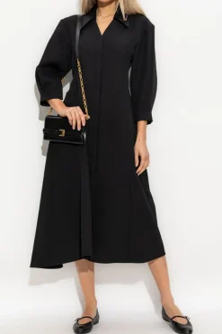 JIL SANDER CZARNY Wełniana sukienka