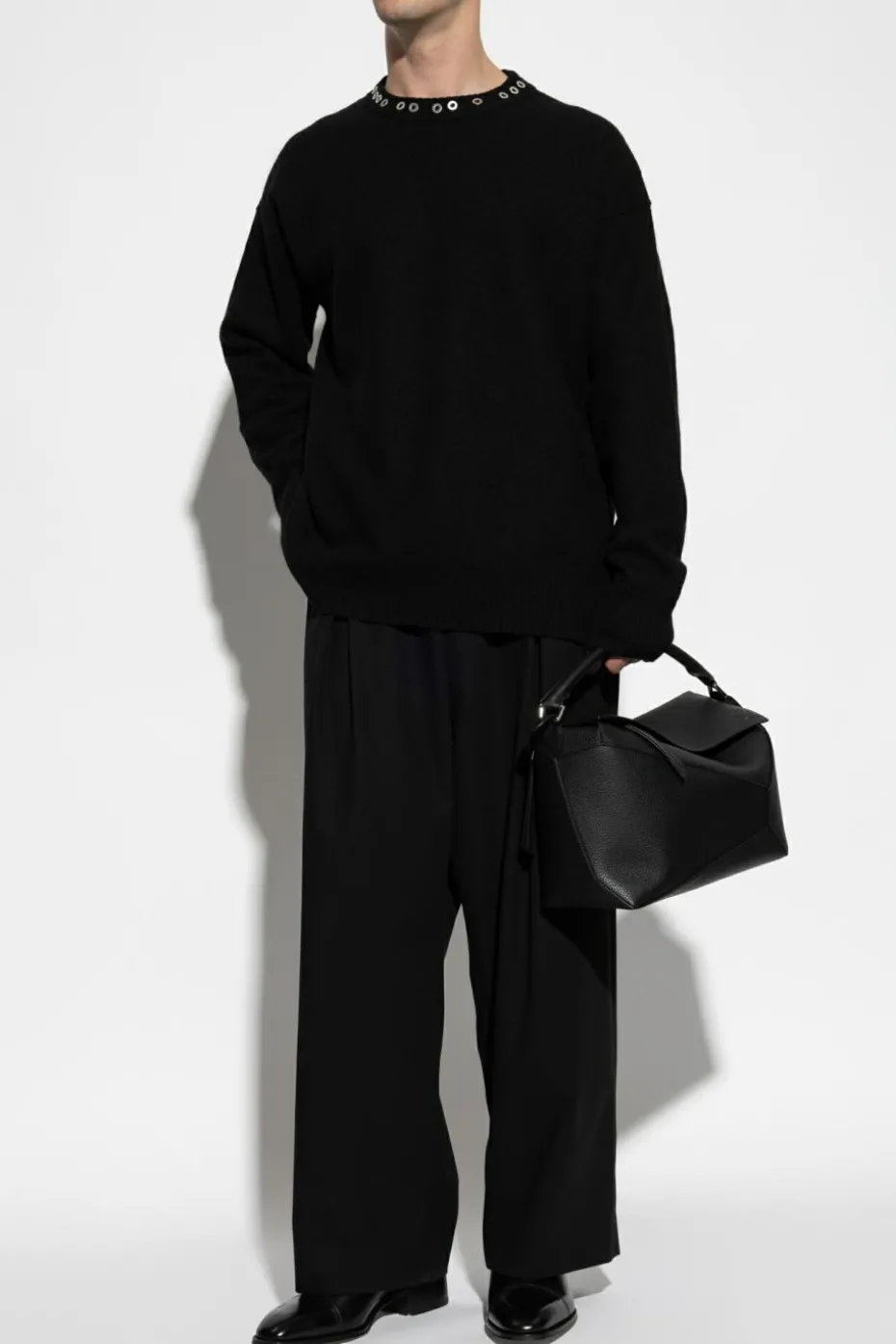 JIL SANDER CZARNY Wełniany sweter