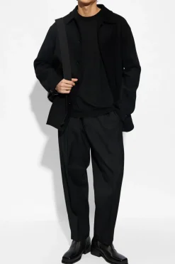 JIL SANDER CZARNY Wełniany t-shirt