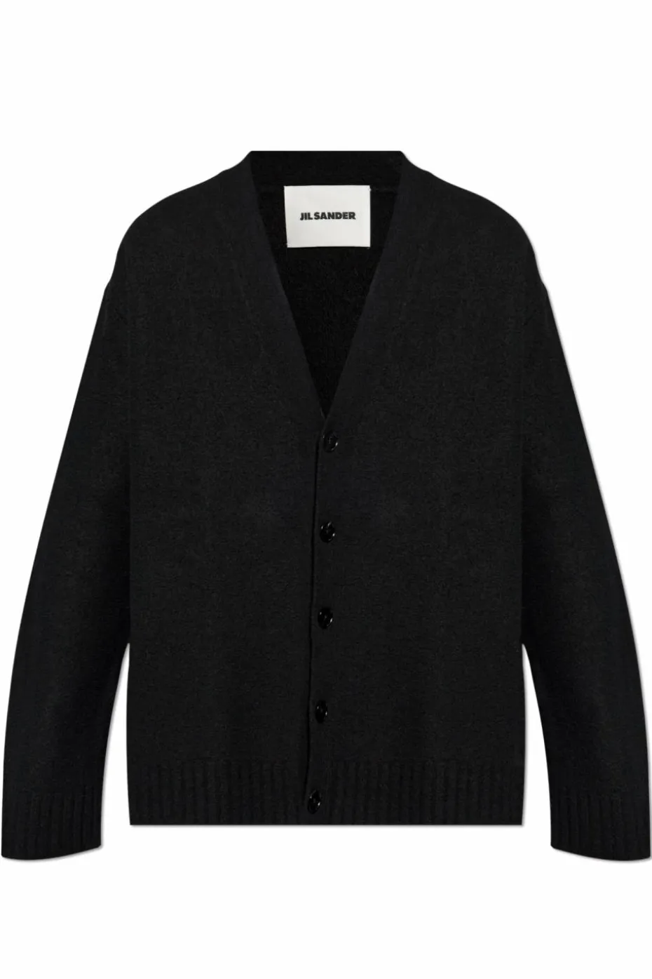 JIL SANDER CZARNY Wełniany kardigan