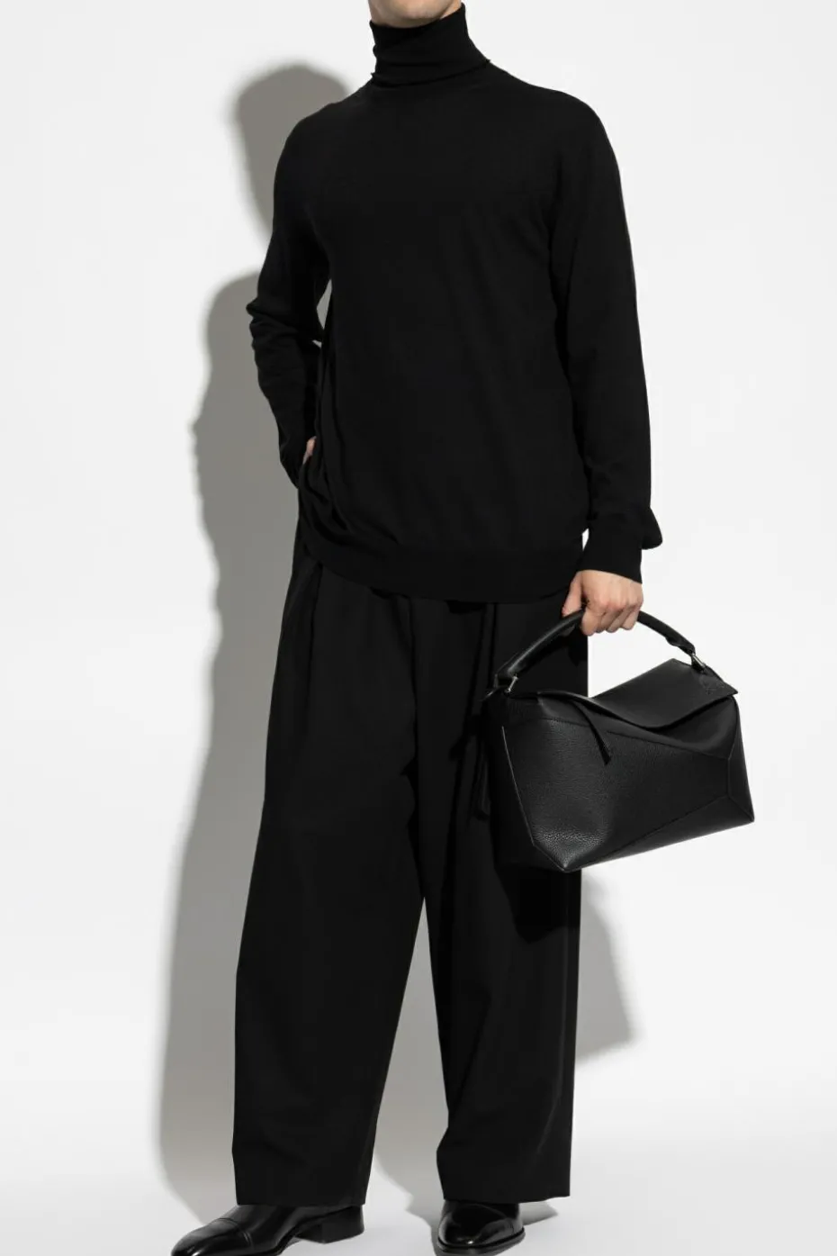 JIL SANDER CZARNY Wełniany golf