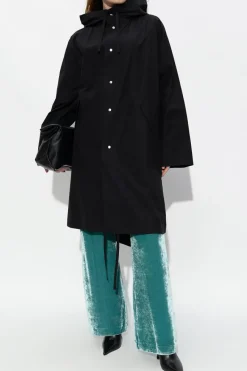 JIL SANDER CZARNY Wodoodporna parka z logo