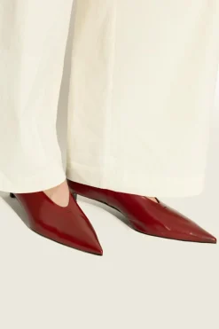JIL SANDER CZERWONY Skórzane buty na obcasie