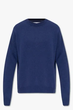 JIL SANDER GRANATOWY Kaszmirowy sweter