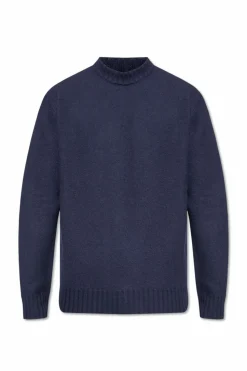 JIL SANDER GRANATOWY Wełniany sweter