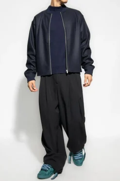 JIL SANDER GRANATOWY Wełniany sweter