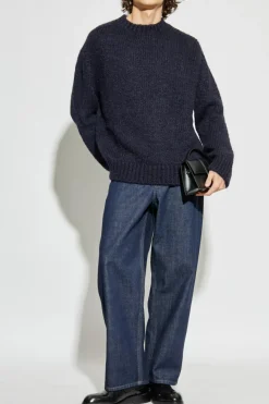 JIL SANDER+ GRANATOWY Wełniany sweter