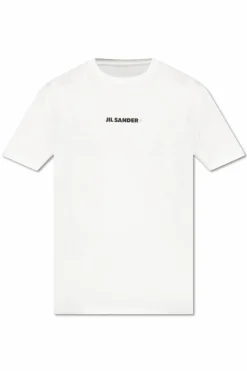 JIL SANDER+ kremowy Bawełniany t-shirt z logo