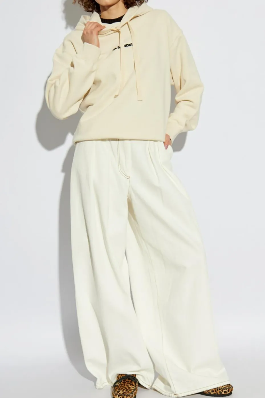 JIL SANDER+ kremowy Bluza z kapturem
