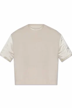 JIL SANDER+ kremowy Wełniany top