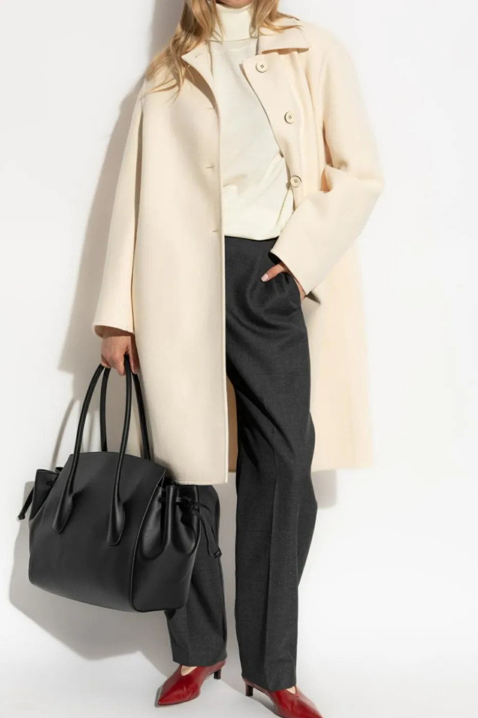JIL SANDER kremowy Wełniany golf