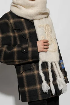 JIL SANDER+ kremowy Wełniany szal