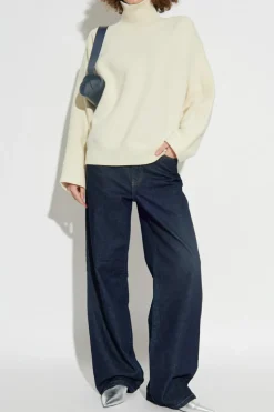 JIL SANDER kremowy Wełniany golf