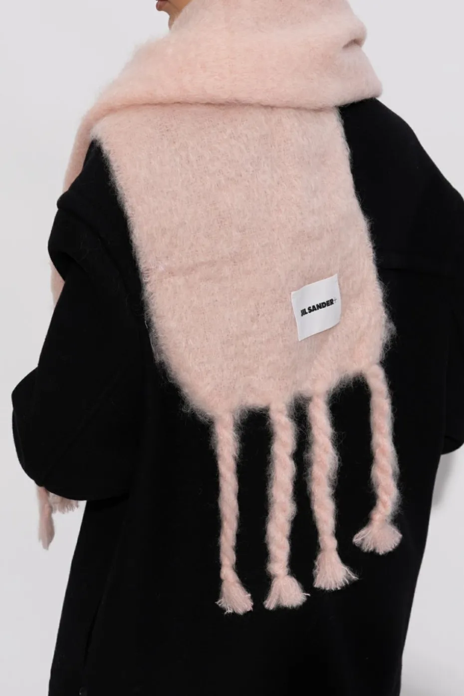JIL SANDER+ RÓŻOWY Wełniany szal