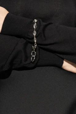 JIL SANDER SREBRNY Bransoleta z aplikacjami