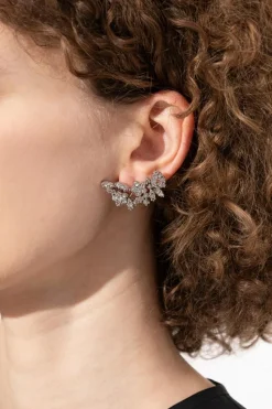 JIL SANDER SREBRNY Mosiężne kolczyki
