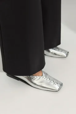 JIL SANDER SREBRNY Skórzane buty