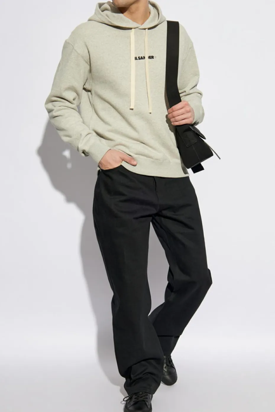 JIL SANDER+ SZARY Bluza z kapturem