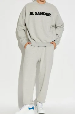 JIL SANDER SZARY Bluza z logo