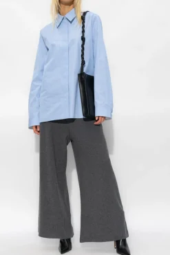JIL SANDER+ SZARY Kaszmirowe spodnie