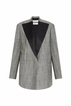 JIL SANDER SZARY Marynarka z jedwabnym wykończeniem