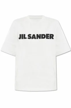 JIL SANDER SZARY T-shirt z logo
