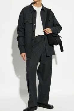 JIL SANDER+ SZARY Wełniane spodnie