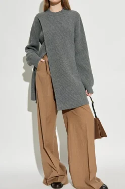 JIL SANDER SZARY Wełniany sweter