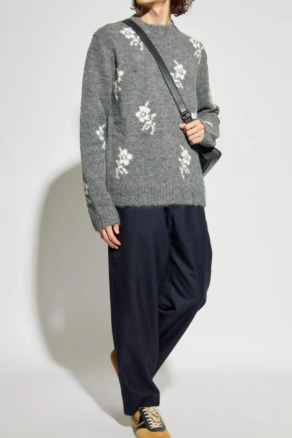 JIL SANDER SZARY Wełniany sweter