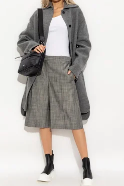 JIL SANDER SZARY Wełniany płaszcz