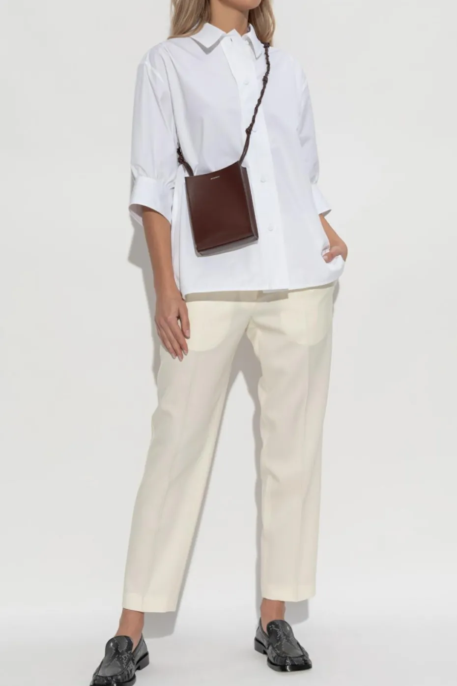 JIL SANDER ŻÓŁTY Wełniane spodnie
